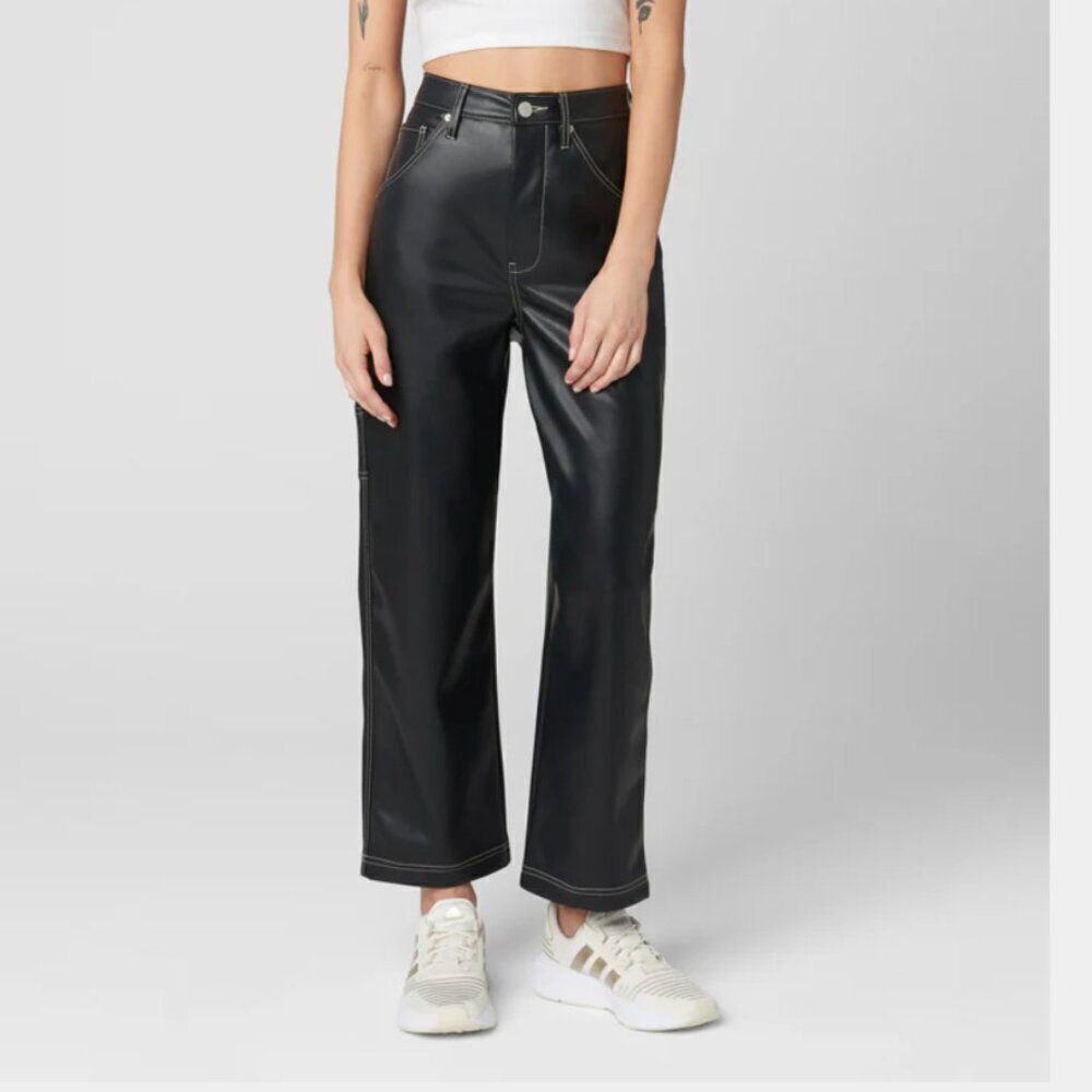 BLANKNYC Vegan Leather Black (City Bound) Carpenter Pants size 30 NWT